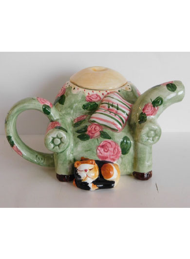 Calico Cat Sleeping Chair Teapot