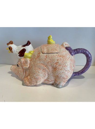 Pig with Chicken and Chicks Teapot