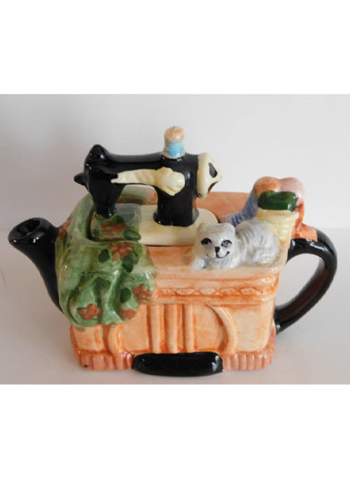 Sewing Machine with Kitty Teapot